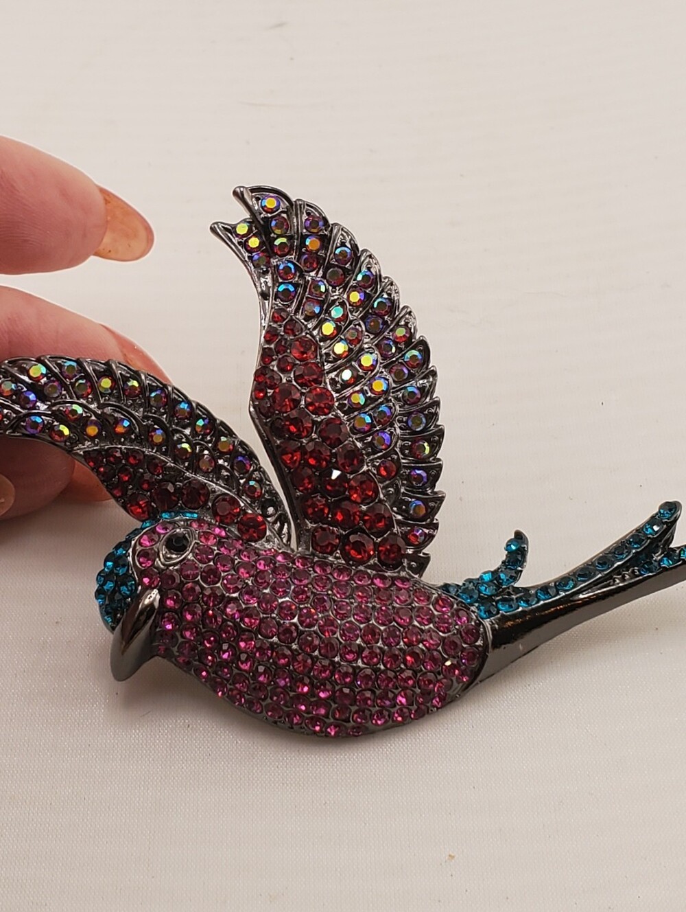 Colorful Rhinestone Bird Brooch - Picture 3 of 4